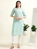 Green Sunlit Stroll – Printed Cotton Kurti (2TP-5-A7)