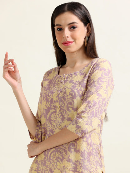 Lilac City Stroller – Printed Cotton Kurti.  (2TP-7-A8)