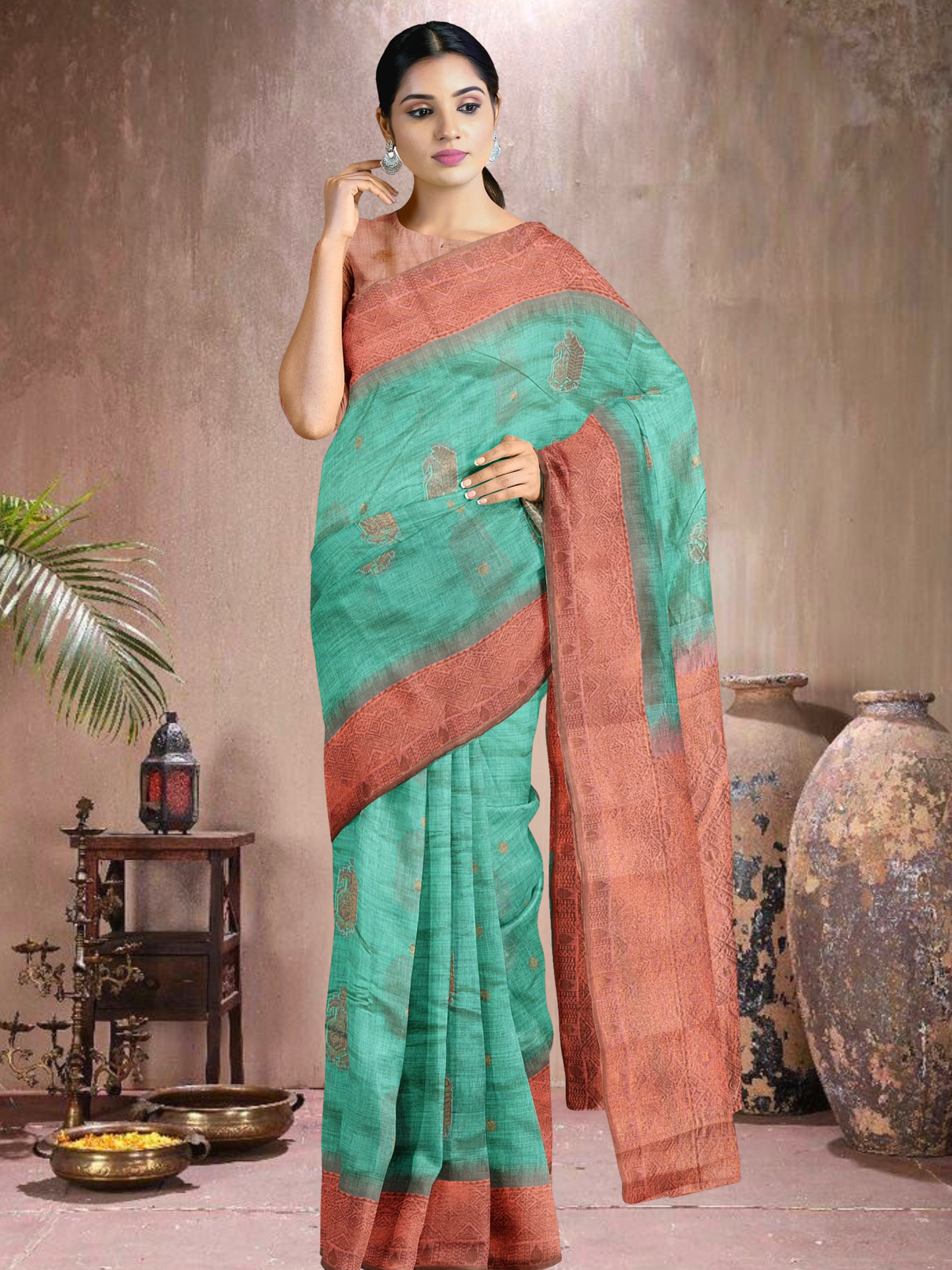 Rama Glow Cotton Blend Saree (RM-PC-514005-3)