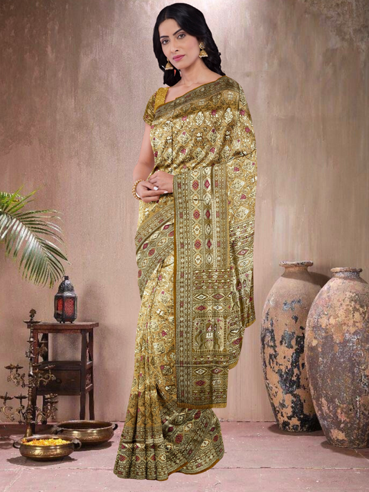 Mustard Grace – Satin Tissue Weave Saree (M-519018)