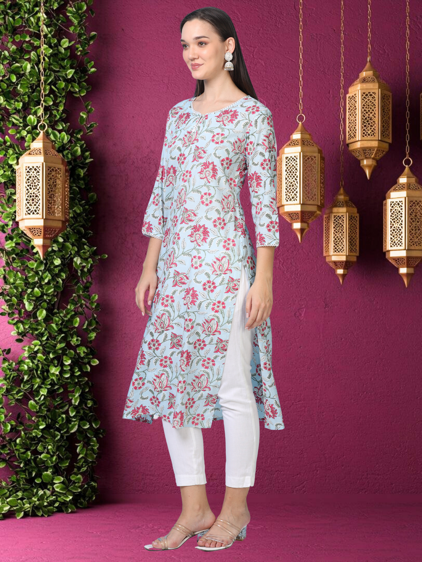 Skyline– Light Blue Cotton Kurti (2TP-6-A4)
