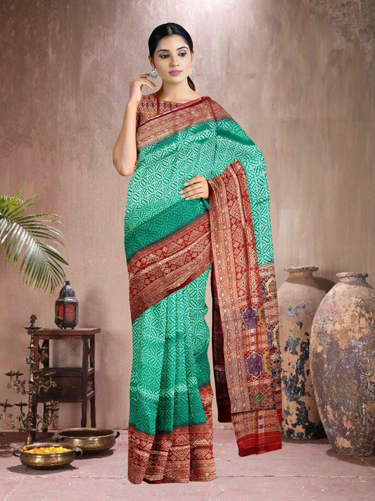 Rama-Red Royale – Satin Brocade Saree with Meena Kari (RM-R-519004)