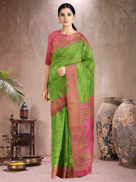 Emerald Enchant Cotton Blend Saree (G-RP-514005-1)