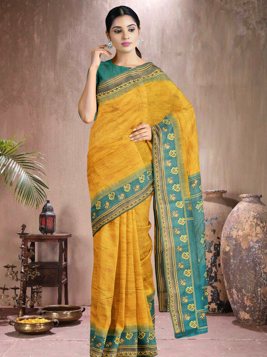 Mustard Mist Cotton Blend Saree (MU-RM-514005-2)
