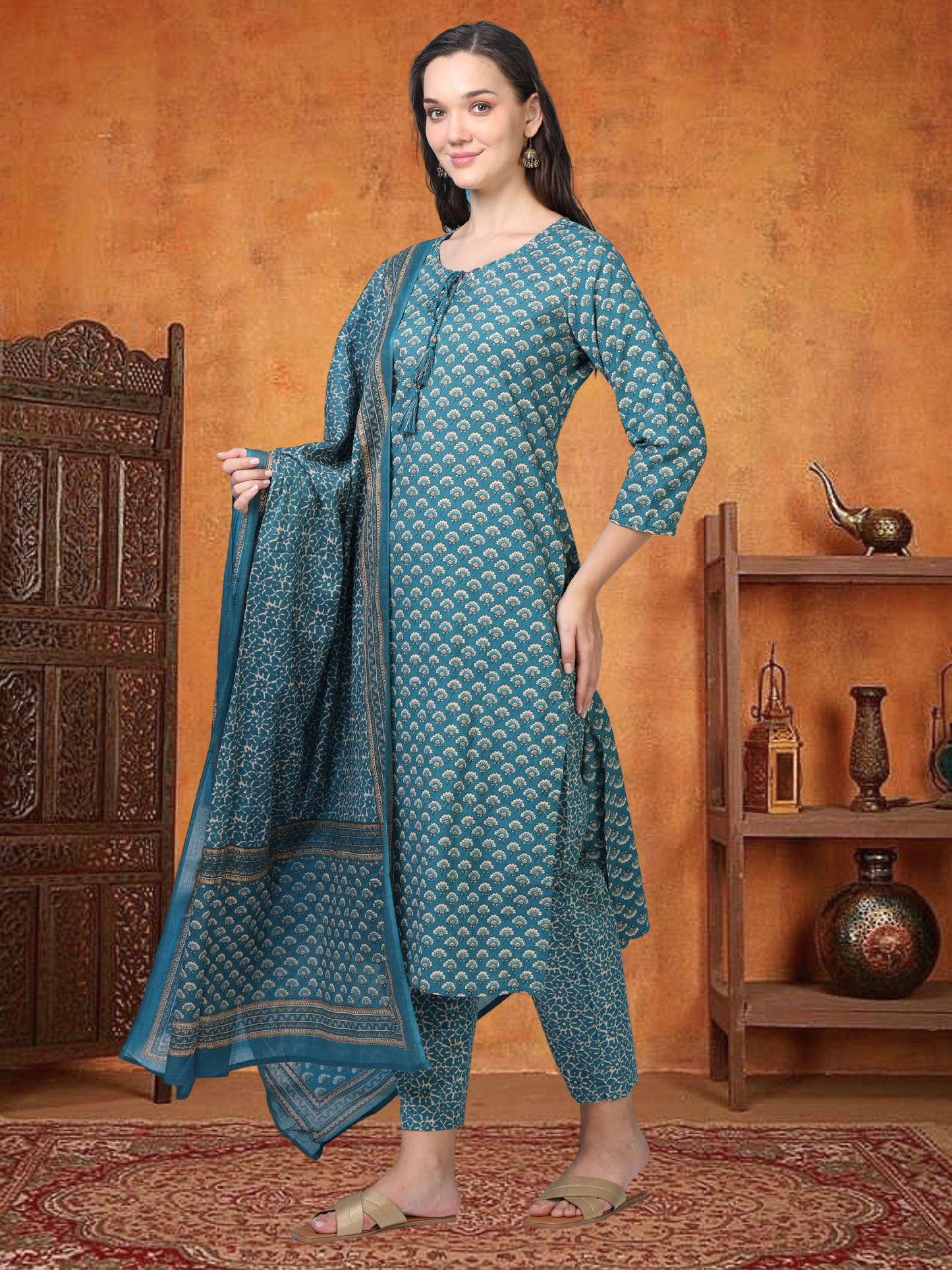 Indigo Ease – Blue Printed 3-Piece Set (2TP-6-C14)