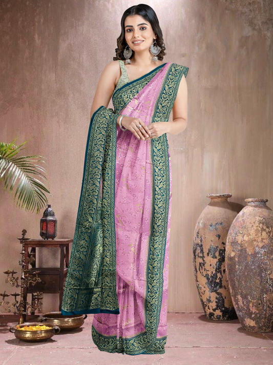 Pink-Rama Charm – Satin Brocade Saree (PI-RM-519012)