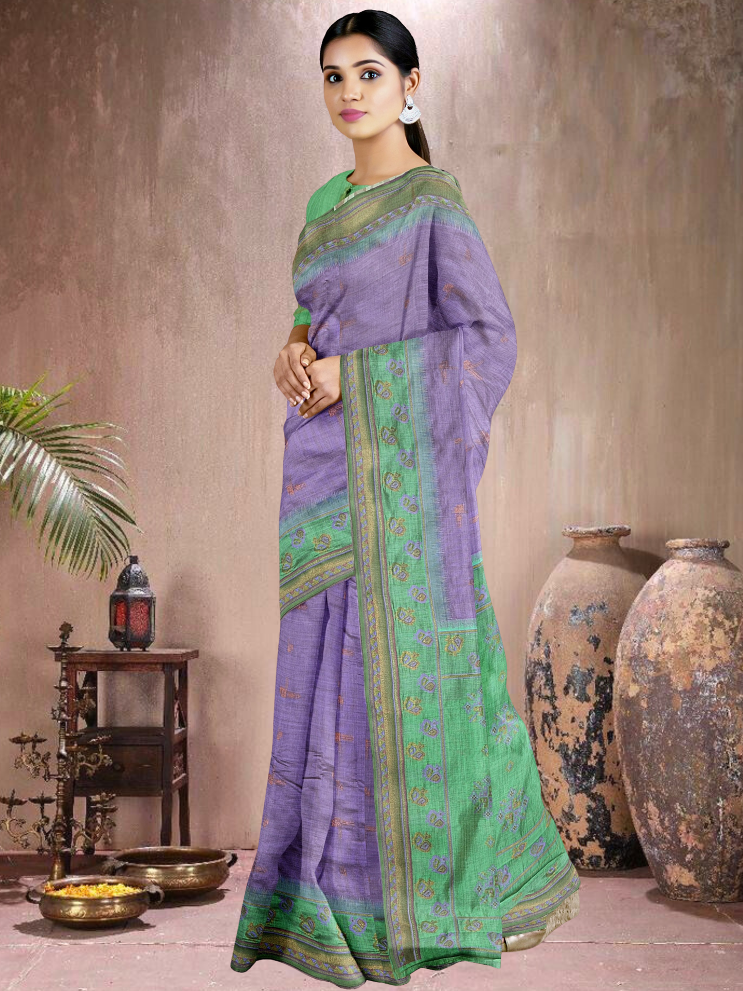 Lavender Serenity Cotton Blend Saree (L-RM-514005-2)