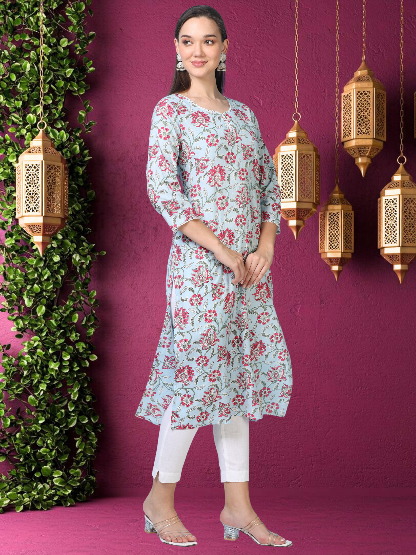 Skyline– Light Blue Cotton Kurti (2TP-6-A4)