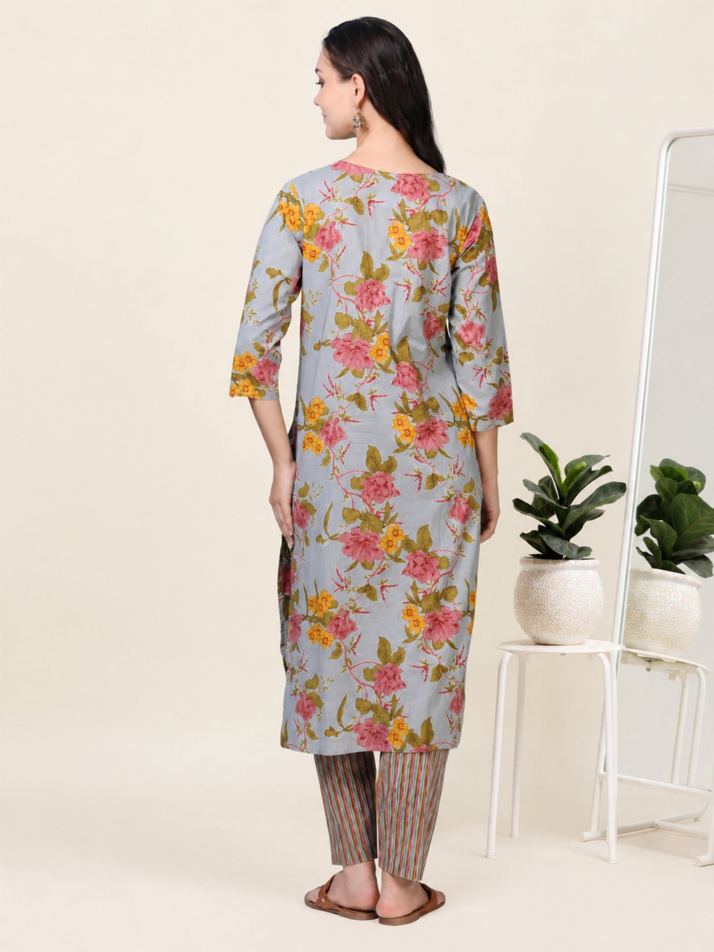 Grey All Day – Steel Gray Cotton 2-Piece Set (2TP-6-B12)