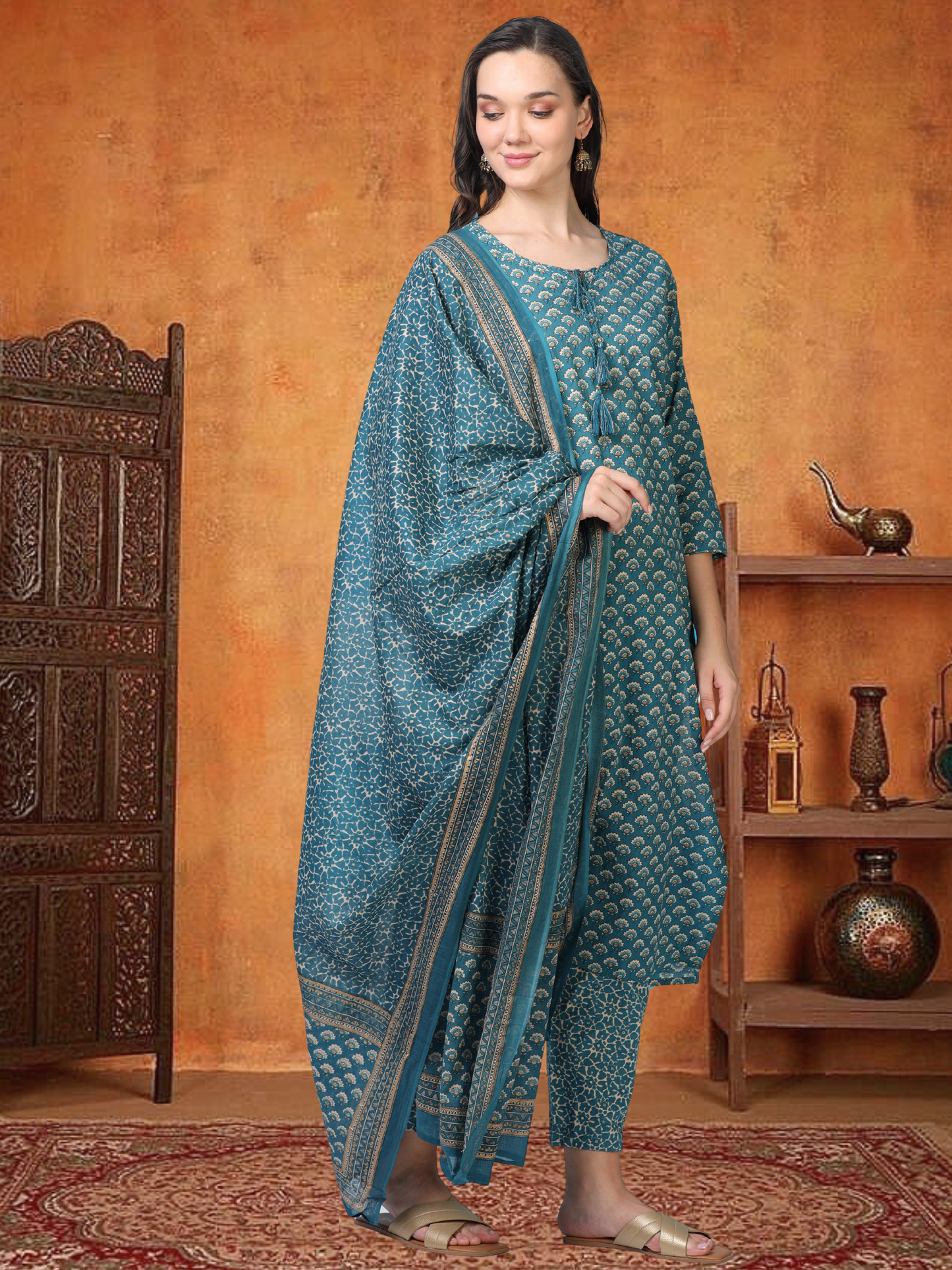 Indigo Ease – Blue Printed 3-Piece Set (2TP-6-C14)