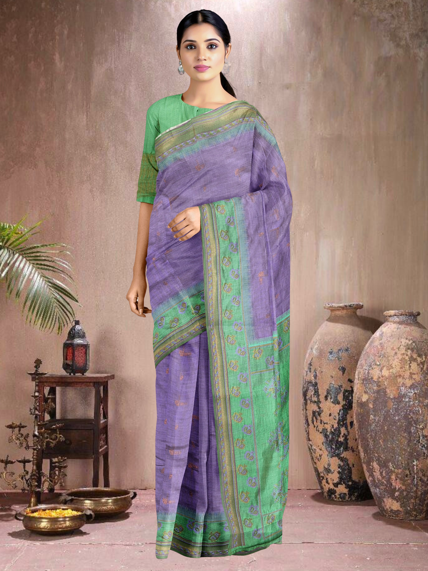 Lavender Serenity Cotton Blend Saree (L-RM-514005-2)