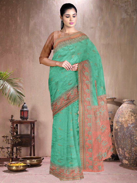 Peach Harmony Cotton Blend Saree (RM-PC-514005-2)