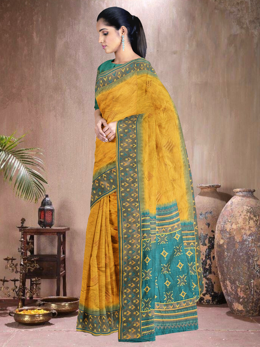 Mustard Meadow Cotton Blend Saree (MU-RM-514005-1)
