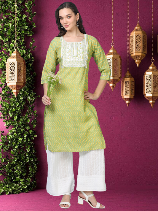 Leheriya Lime – Green Cotton 2-Piece Set (2AA-5-B2)