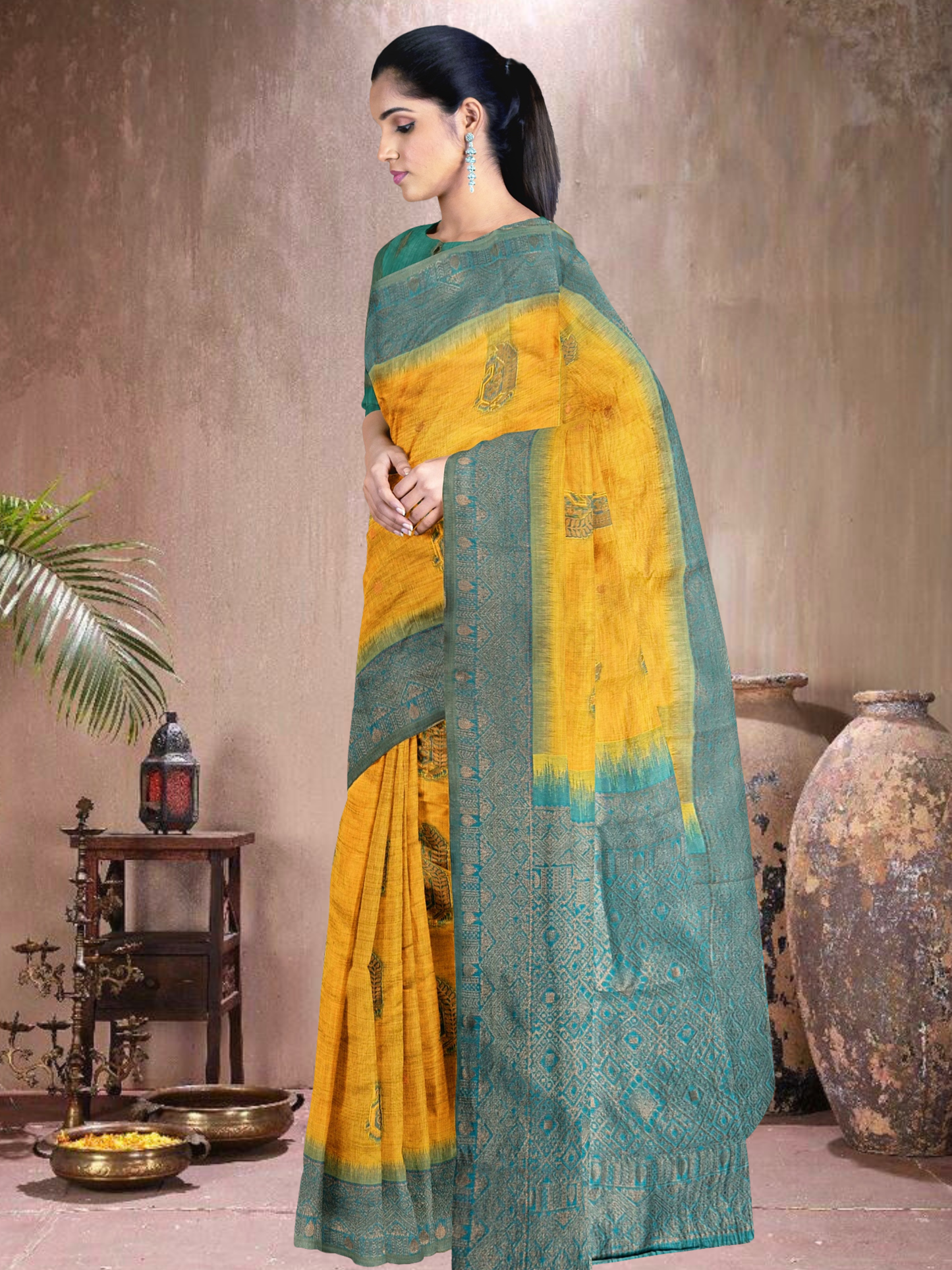 Sunlit Harmony Cotton Blend Saree (MU-RM-514005-3)