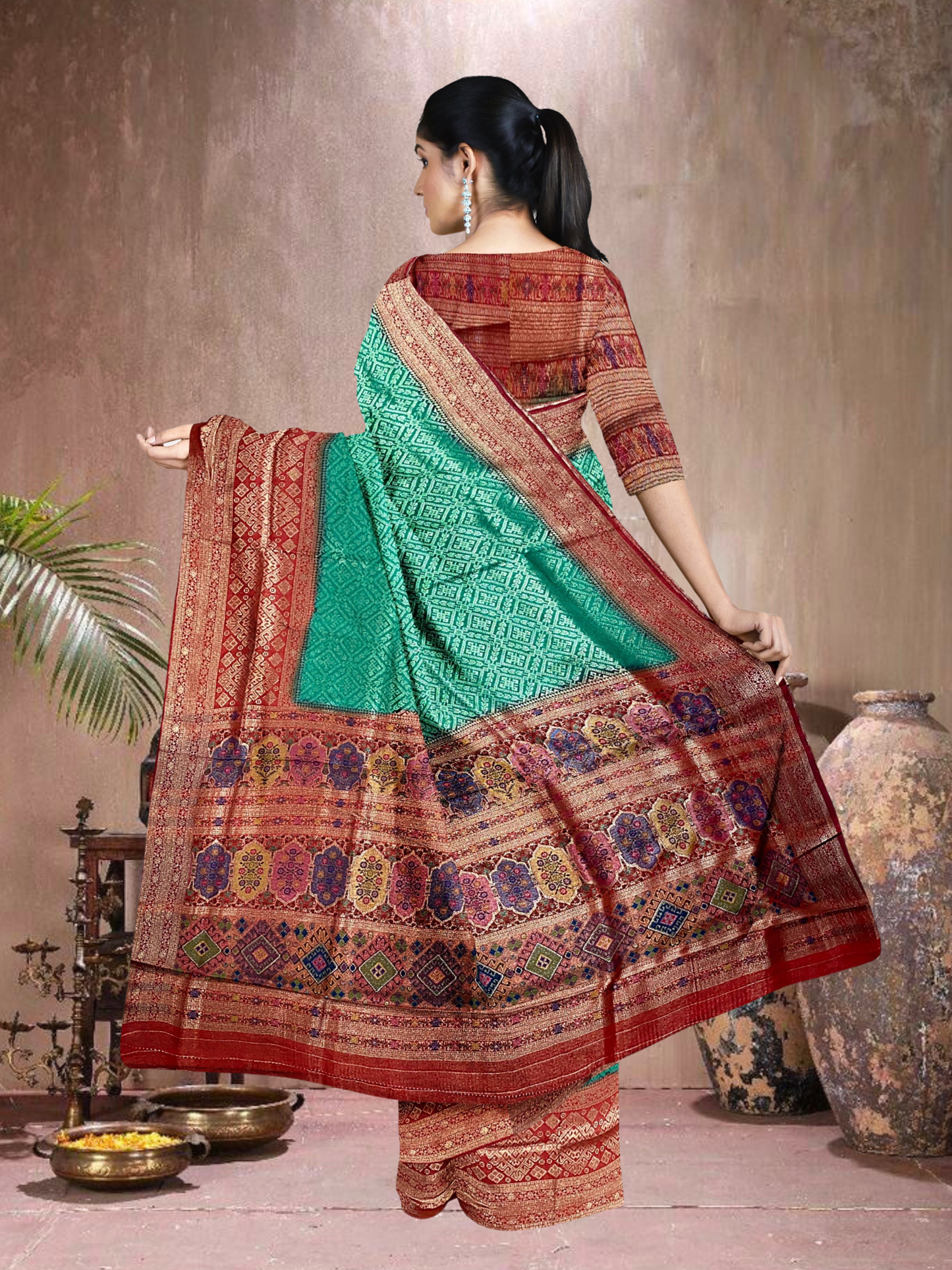 Rama-Red Royale – Satin Brocade Saree with Meena Kari (RM-R-519004)