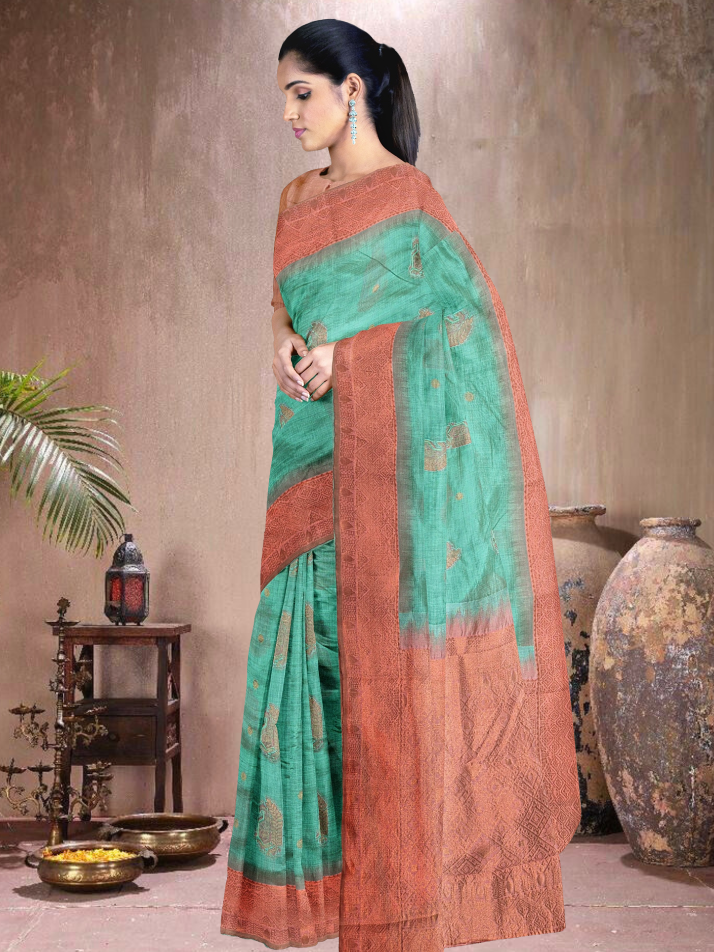 Rama Glow Cotton Blend Saree (RM-PC-514005-3)