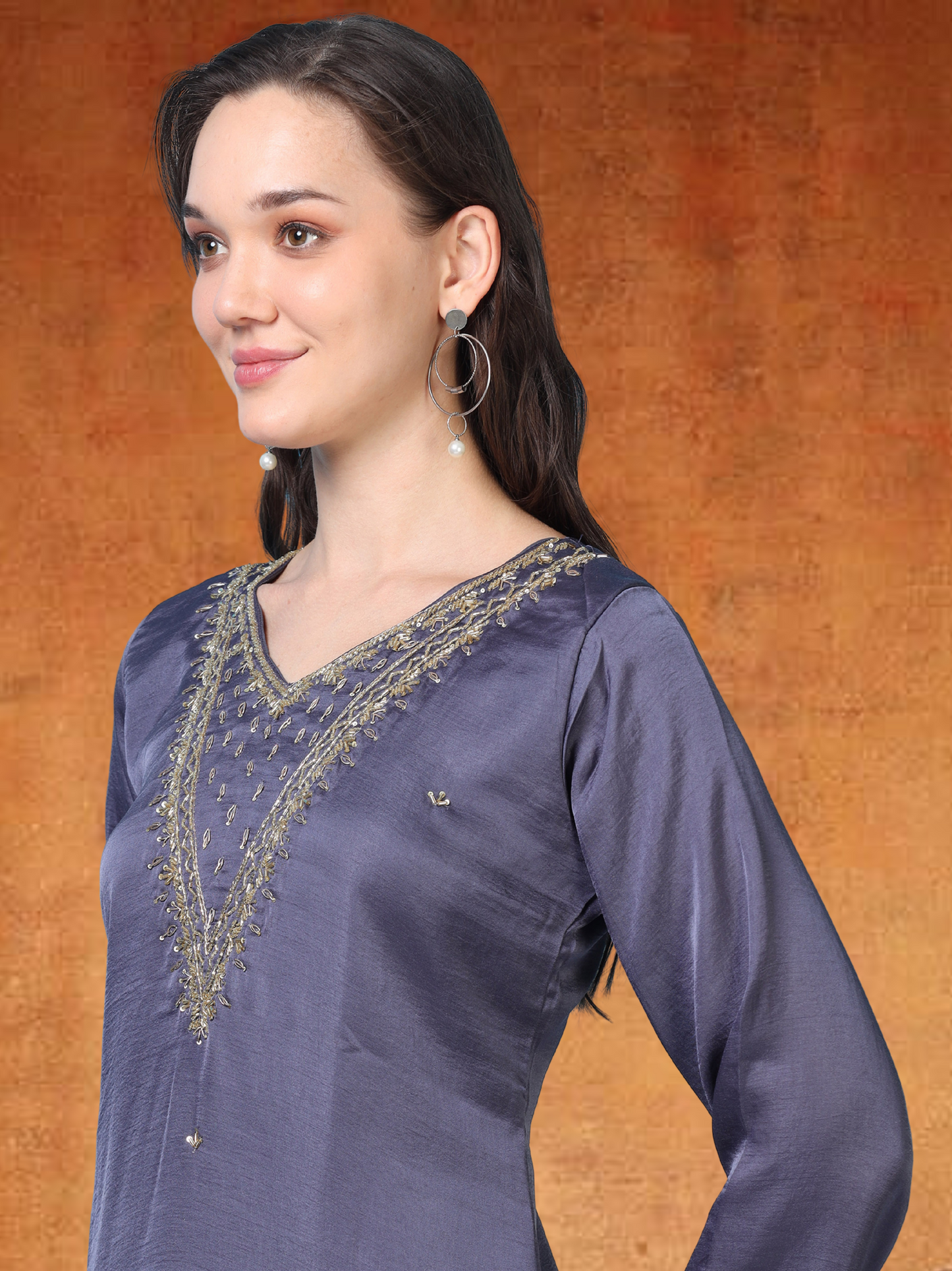 Twilight Taffeta – Blueish-Purple Tissue & Organza 3-Piece Set (1KI-6-C10)