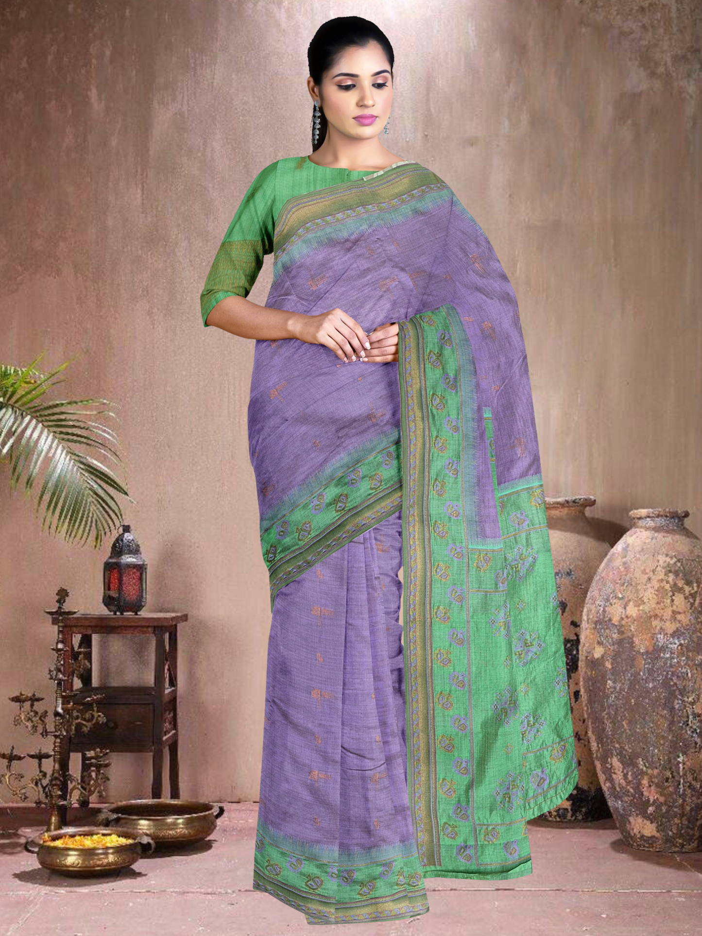 Lavender Serenity Cotton Blend Saree (L-RM-514005-2)