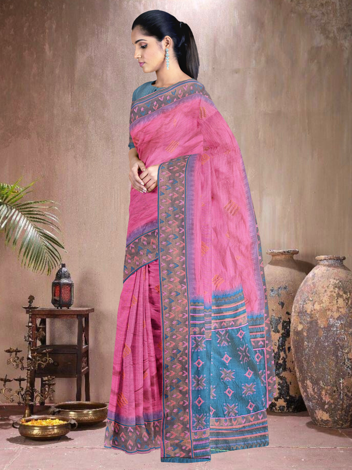 Blush Breeze Cotton Blend Saree (PI-BL-514005-1)