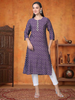 Lilac Luxe – Purple Cotton-Blend Embroidered Kurti (2AA-7-A8)