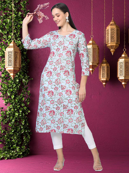 Skyline– Light Blue Cotton Kurti (2TP-6-A4)