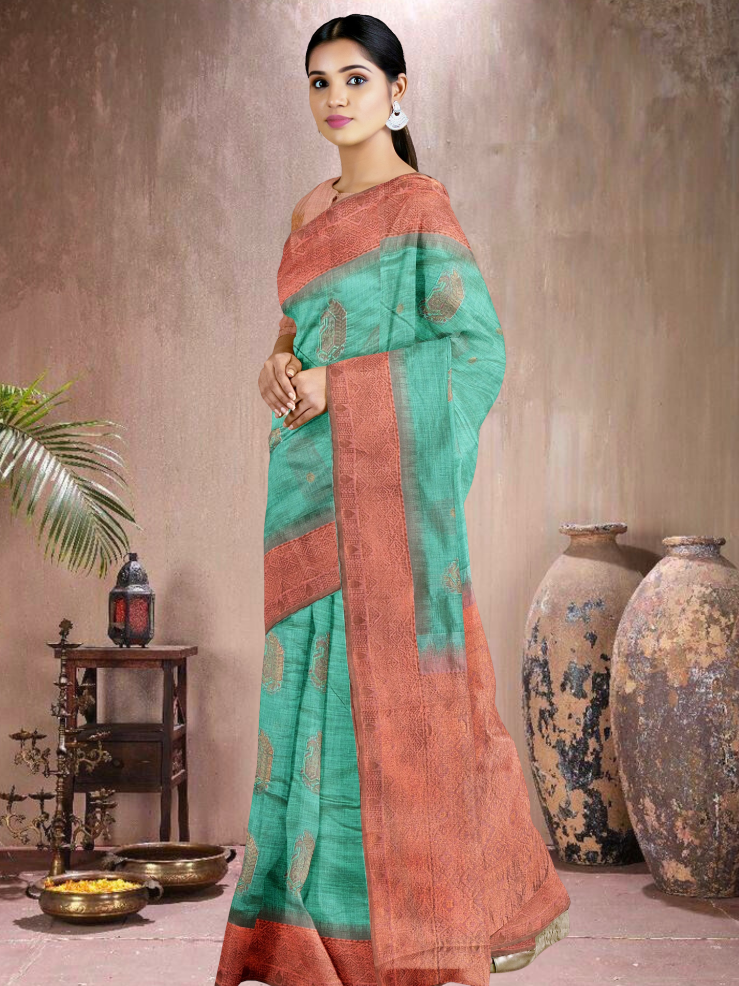 Rama Glow Cotton Blend Saree (RM-PC-514005-3)