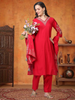 Red Hour – Raw Cotton & Banarasi Silk-Blend 3-Piece Set (1NH-2-C11)