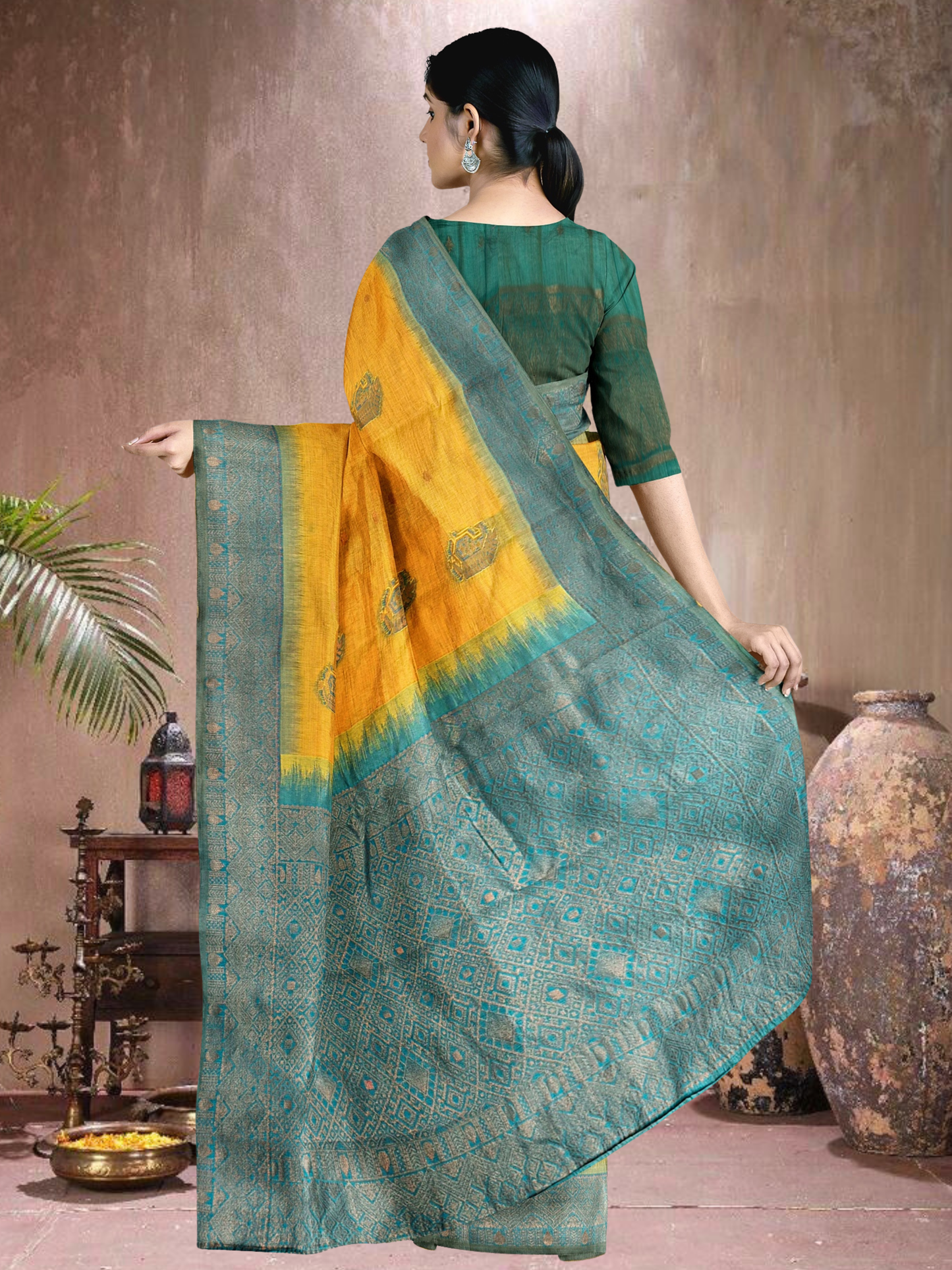 Sunlit Harmony Cotton Blend Saree (MU-RM-514005-3)