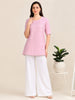 Blush Bloom – Self-Jacquard Pink Short Kurti (1NH-2-A18)