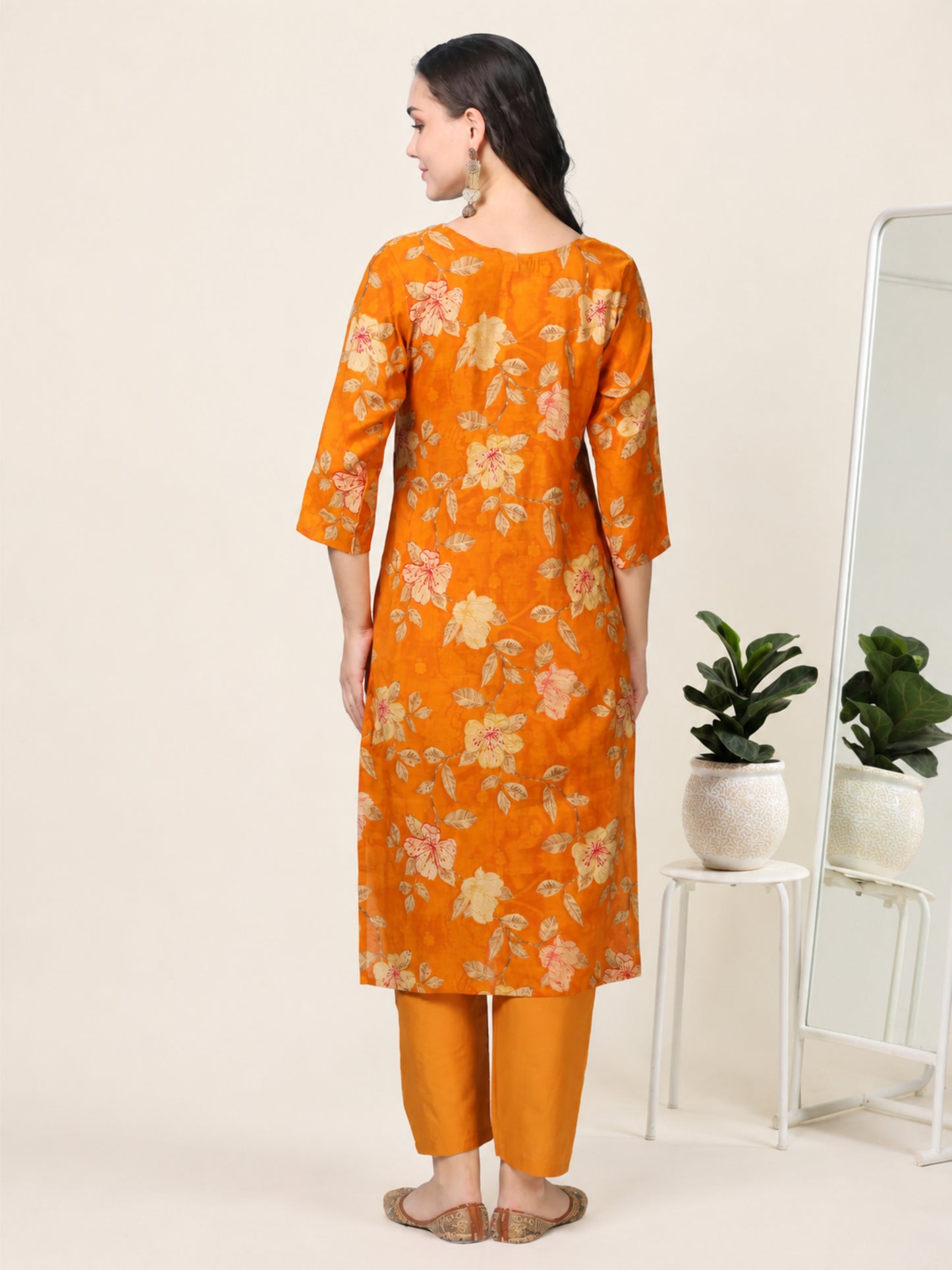 Golden Hour – Mustard Printed Viscose-Cotton 3-Piece Set (1KI-4-C2)