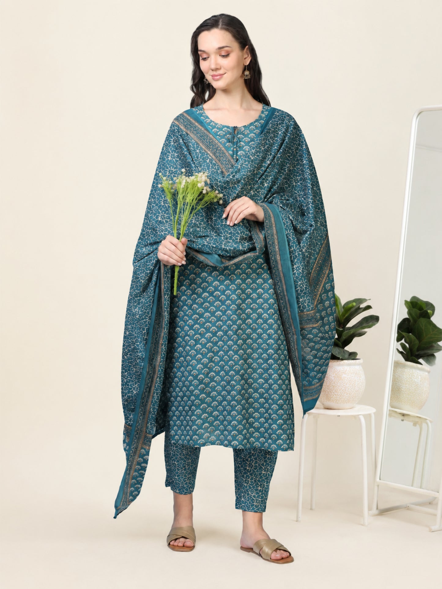 Indigo Ease – Blue Printed 3-Piece Set (2TP-6-C14)