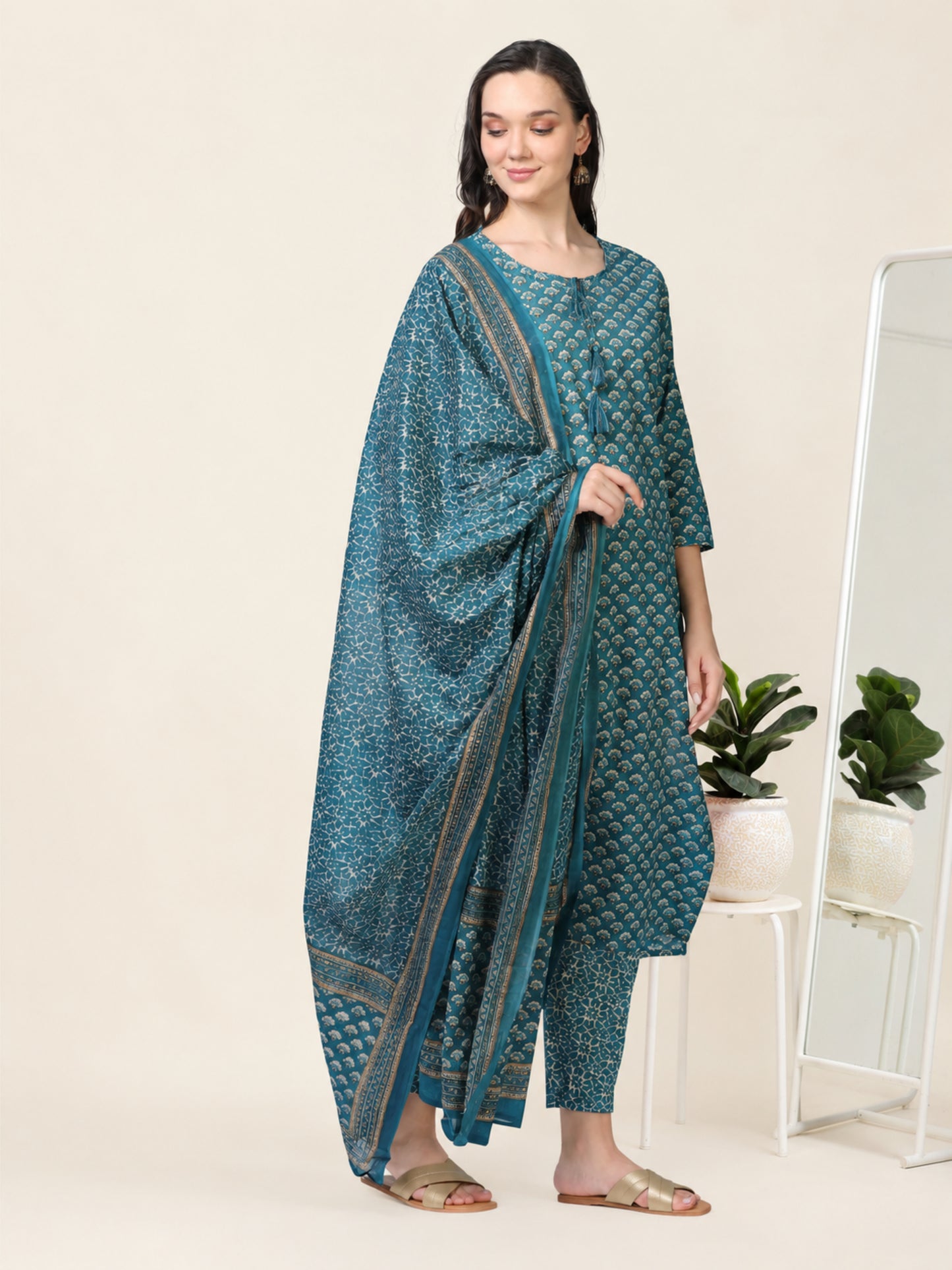 Indigo Ease – Blue Printed 3-Piece Set (2TP-6-C14)