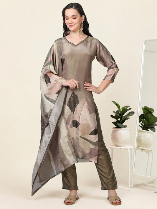 Mocha Muse – Brown Tissue Viscose 3-Piece Set (1KI-5-C13)