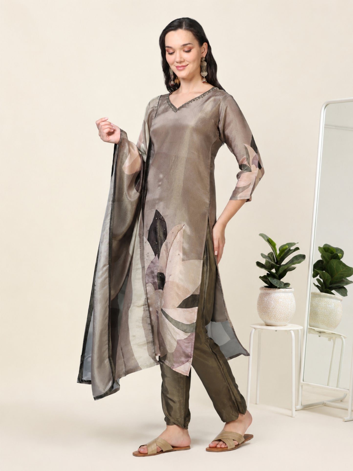 Mocha Muse – Brown Tissue Viscose 3-Piece Set (1KI-5-C13)