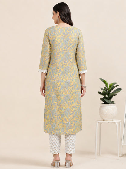Mosaic Masti – Yellow Printed Cotton 3-Piece Set (2TP-4-C21)