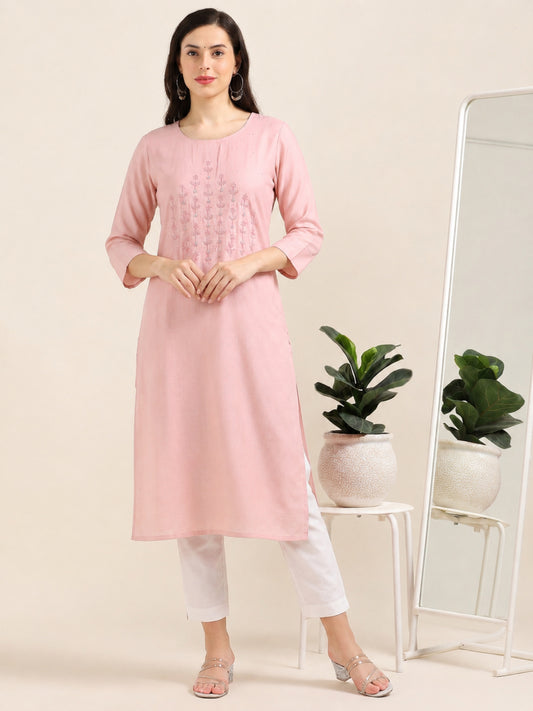 Pretty Please – Baby Pink Raw Silk Kurti (1KB-2-A8)