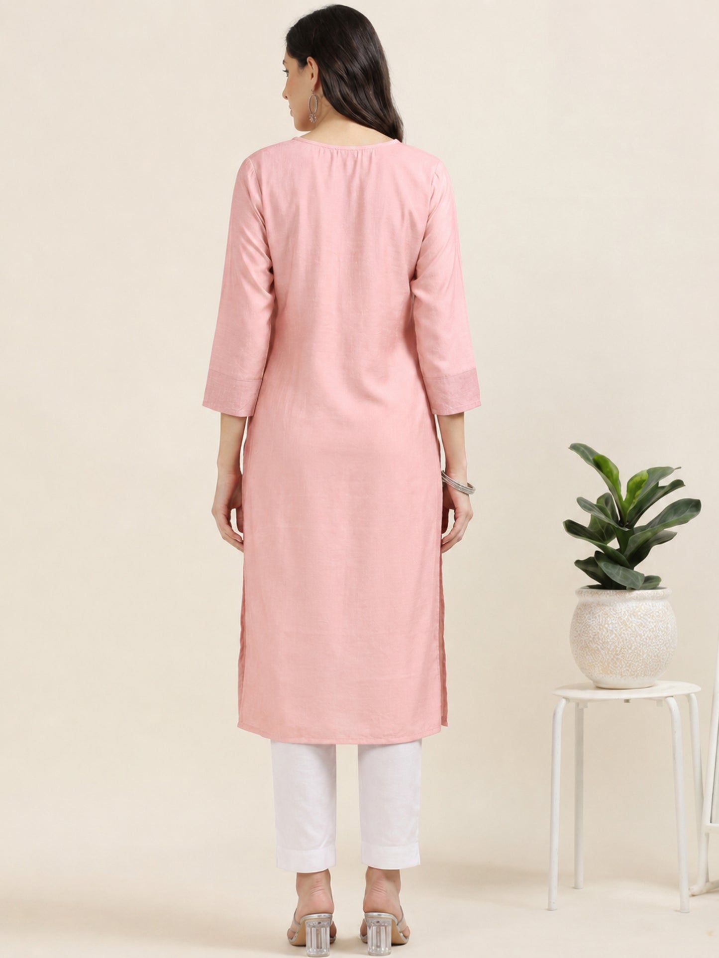 Pretty Please – Baby Pink Raw Silk Kurti (1KB-2-A8)