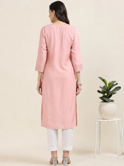Pretty Please – Baby Pink Raw Silk Kurti (1KB-2-A8)