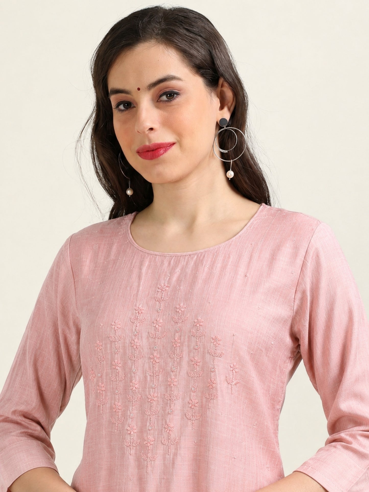Pretty Please – Baby Pink Raw Silk Kurti (1KB-2-A8)
