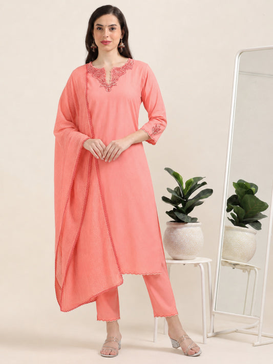 Blush Rush – Baby Pink Handworked 3-Piece Set (1KB-2-C5)