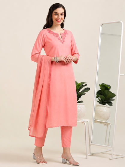 Blush Rush – Baby Pink Handworked 3-Piece Set (1KB-2-C5)