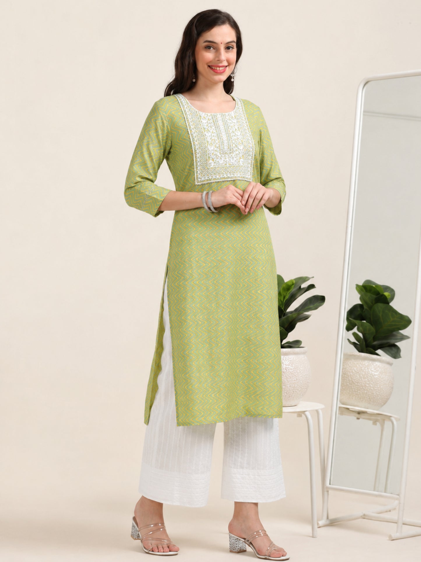 Leheriya Lime – Green Cotton 2-Piece Set (2AA-5-B2)