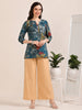 Sky Bloom – Floral Printed Short Blue Cotton Kurti (1NH-6-A2)