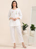 Power Pause – Off-White Embroidered Shirt-Style Co-ord (1KB-9-B1)