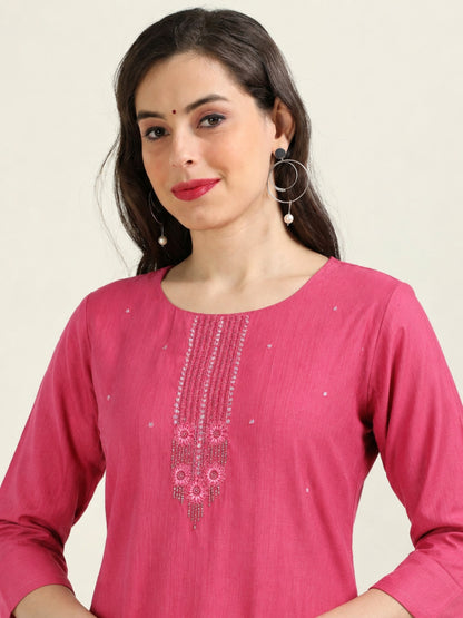 Red Radiance – Mirrorwork Cotton Kurti (1JD-2-A8)