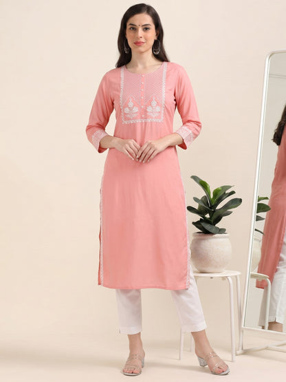 Blush Thread – Light Pink Cotton-Blend Kurti (2AA-2-A1)