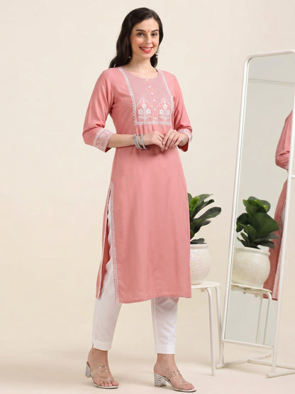 Blush Thread – Light Pink Cotton-Blend Kurti (2AA-2-A1)