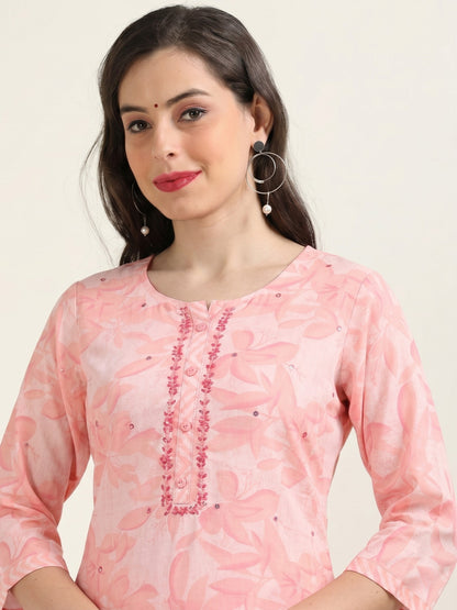 Barbie on Break – Embroidered Light Pink Cotton 3-Piece Set (2DF-2-C6)