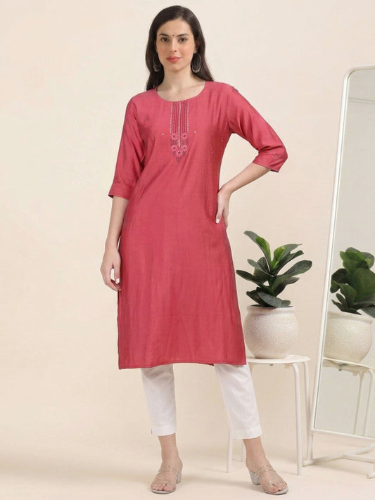 Red Radiance – Mirrorwork Cotton Kurti (1JD-2-A8)